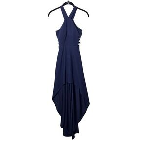 Speechless Navy Blue Halter High Low Rhinestone Side Cutout Formal Dress Size 0